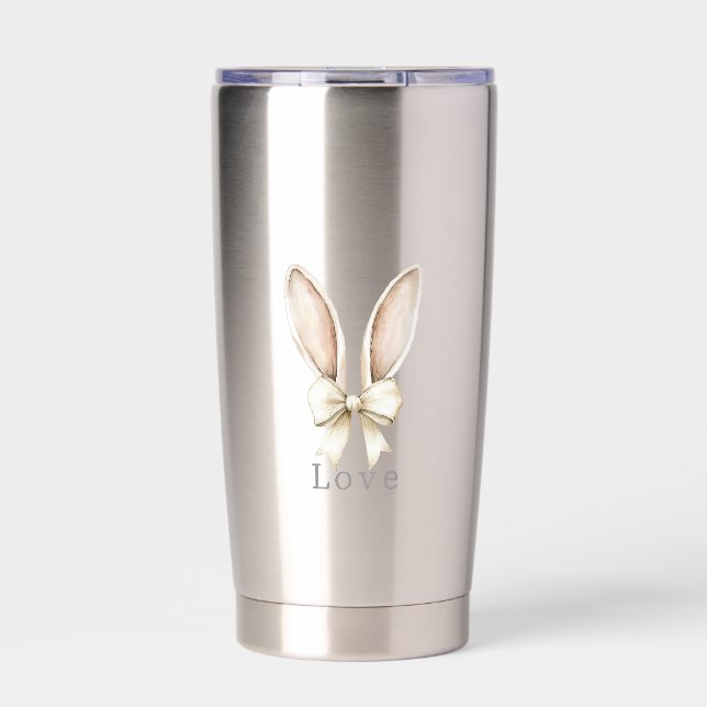 Botella Aislada Orejas de conejo de Pascua lazo amor (Frente)