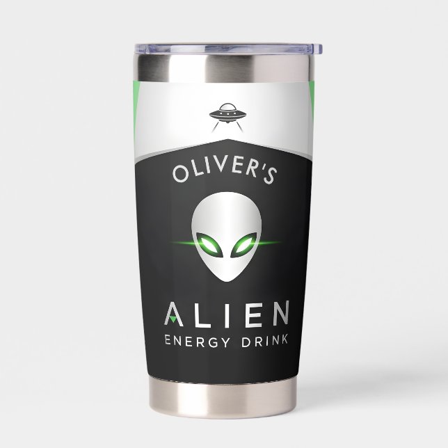 Botella Aislada OVNI futurista y cabeza de alienígena (Izquierdo)