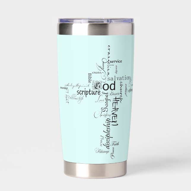 Botella Aislada palabras cristianas cruz personalizadas (Frente)
