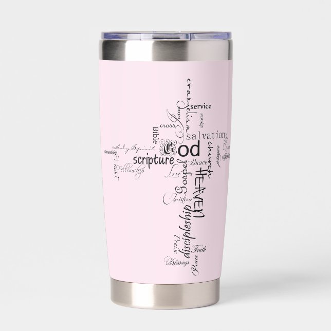 Botella Aislada palabras cristianas cruz personalizadas (Frente)