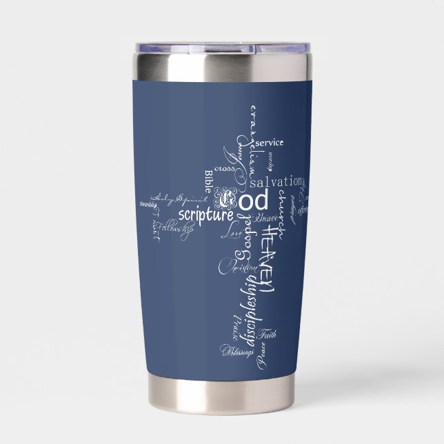 Botella Aislada palabras cristianas cruz personalizadas (Frente)