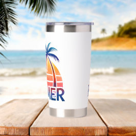 Botella Aislada Palmera retro de verano