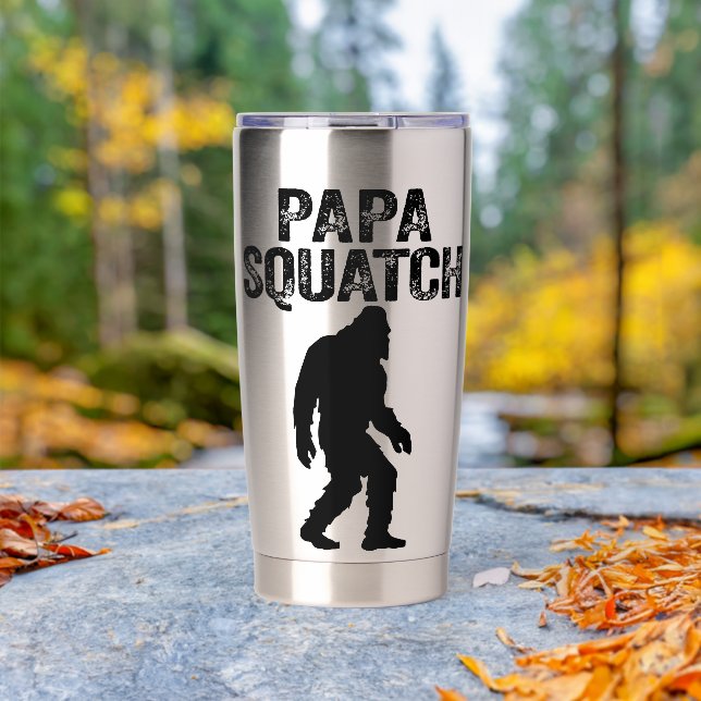 Botella Aislada Papa Squatch Divertido Bigfoot - Regalo del Día de (Al aire libre (girado))