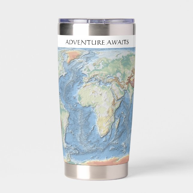 Botella Aislada Pastel Relief World Map – Personalized (Detrás)