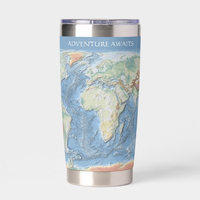 Botella Aislada Pastel Relief World Map – Personalized (Detrás)