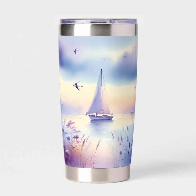 Botella Aislada Pastel Sailboat Coastal Dreamscape (Frente)