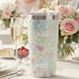 Botella Aislada Pastel Sketch Watercolor Floral