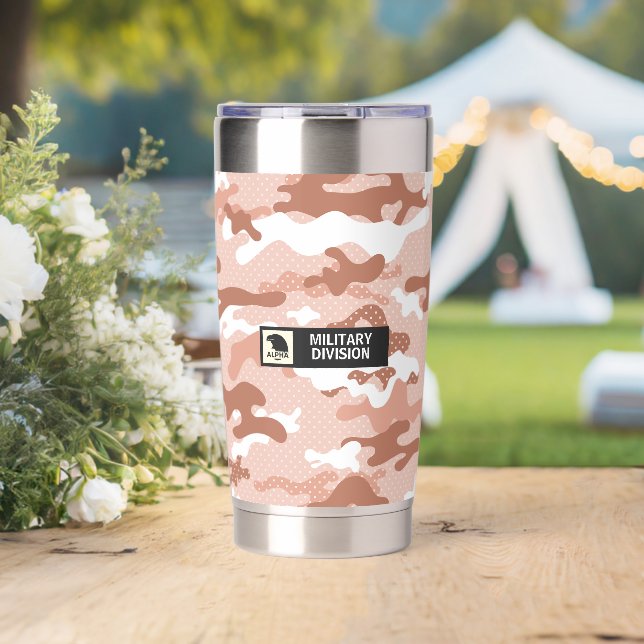 Botella Aislada Patrón de camuflaje de melocotón suave (Boda (girado))