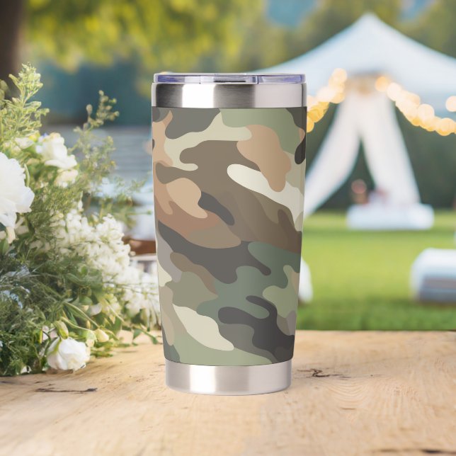 Botella Aislada Patrón de Camuflaje Elegante para Bebidas (Boda (girado))