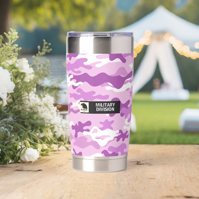 Botella Aislada Patrón de camuflaje púrpura (Boda (girado))