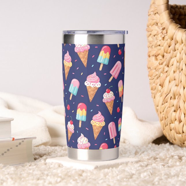 Botella Aislada Patrón de helado, paletas y cerezas (Sala de estar)
