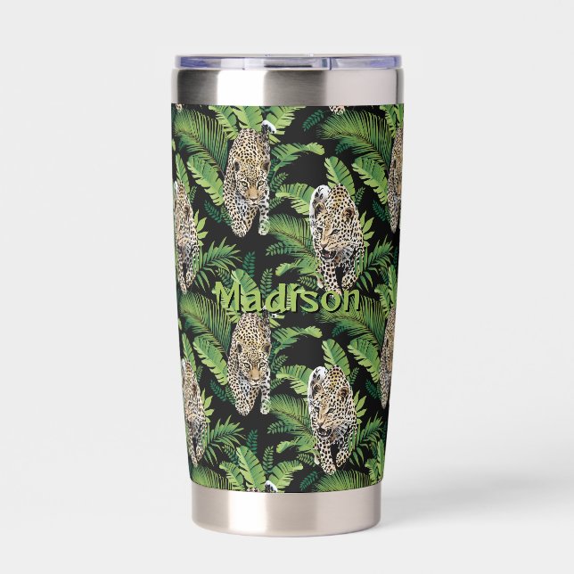 Botella Aislada Patrón de leopardo monográfico personalizado (Frente)