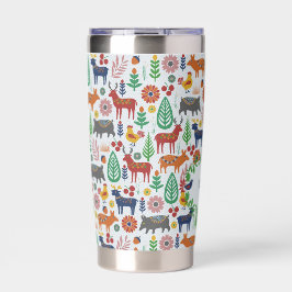 Botella Aislada Patrón de monograma de arte folclórico escandinavo