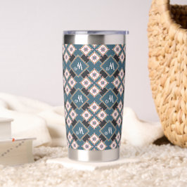 Botella Aislada Patrón de monograma floral geométrico de Moda mode