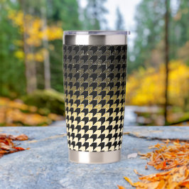 Botella Aislada Patrón de purpurina dorado y pataleta negra