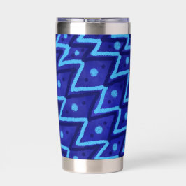 Botella Aislada Patrón divertido de puntos de zig zag azules