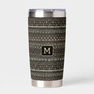 Botella Aislada Patrón personalizado monograma mexicano / azteca