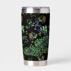 Botella Aislada Pavo real ornamentado y floral vintage