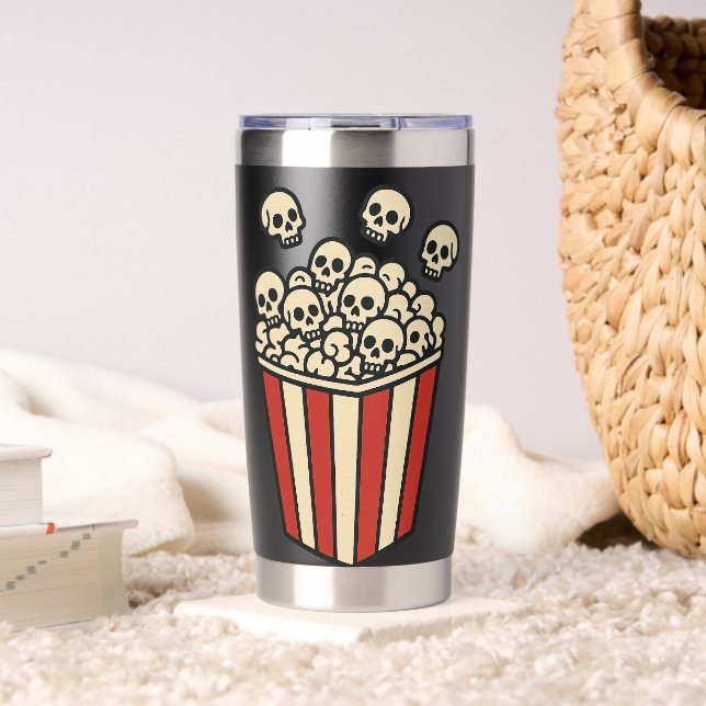 Botella Aislada Pegatina de caja de palomitas de calavera  (Sala de estar (girado))