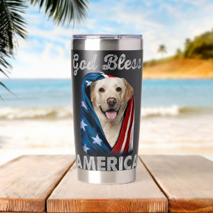 Botella Aislada Perro Labrador Bandera Americana USA Amante del 4