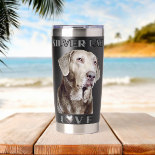 Botella Aislada Perro Labrador Retriever Plateado