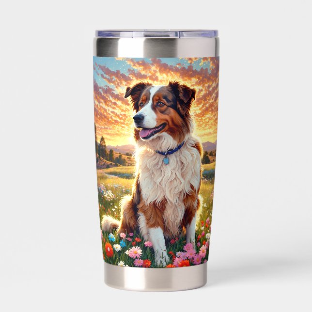 Botella Aislada Perro pastor Border Collie (Frente)