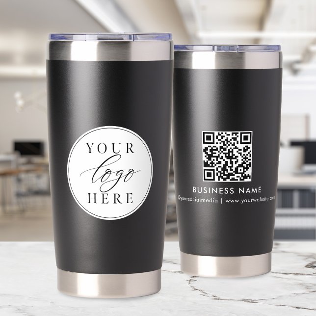 Botella Aislada Personalizado Empresa con logotipo comercial (Custom Business Logo Insulated Tumbler Black)