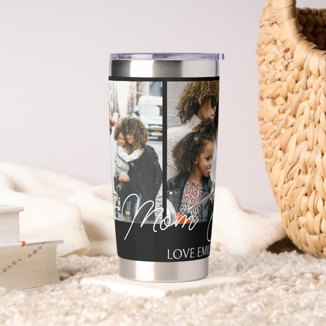 Botella Aislada Personalizado Negro 4 Fotos Collage a la mejor mam (Sala de estar)