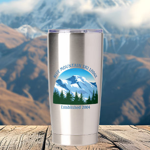 Botella Aislada Personalizado Ski Lodge Winter Resort Snowy Mounta