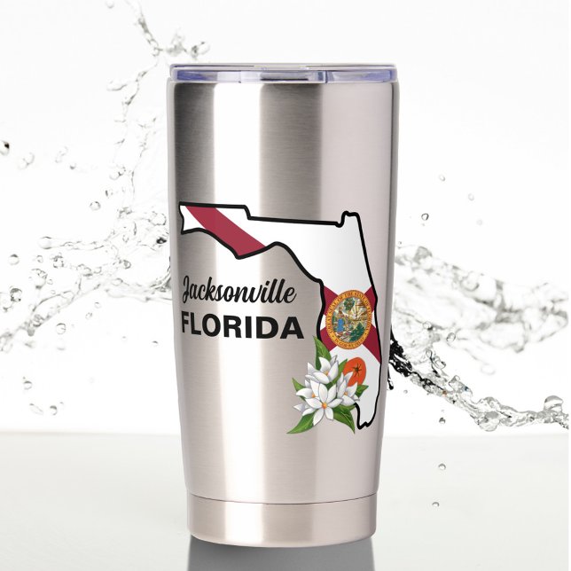 Botella Aislada Personalizado Texto Bandera de Florida y Flor Nara (Subido por el creador)