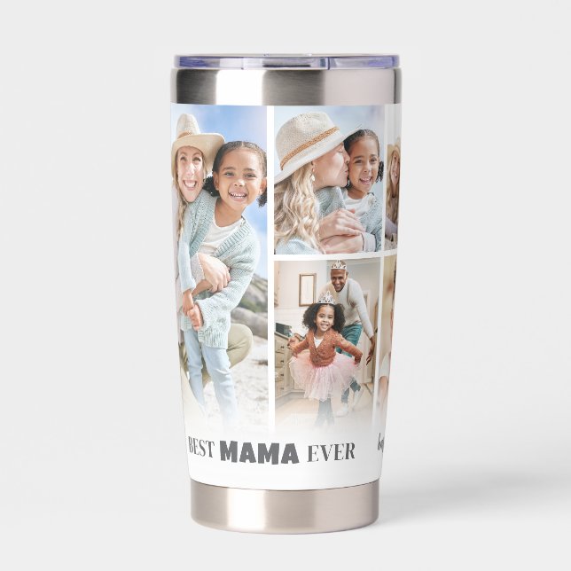 Botella Aislada Personalized Best Mama Photo Collage Mother (Frente)