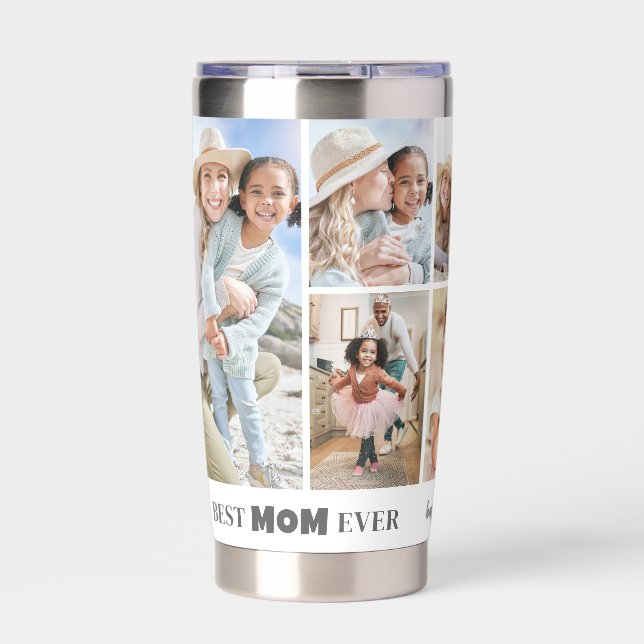Botella Aislada Personalized Best Mom Photo Collage Mother (Frente)