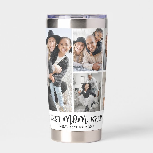 Botella Aislada Personalized Best Mom Photo Collage Mother (Frente)