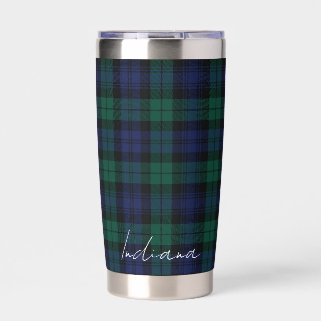 Botella Aislada Personalized Green Plaid Checkered Rustic Tartan (Frente)
