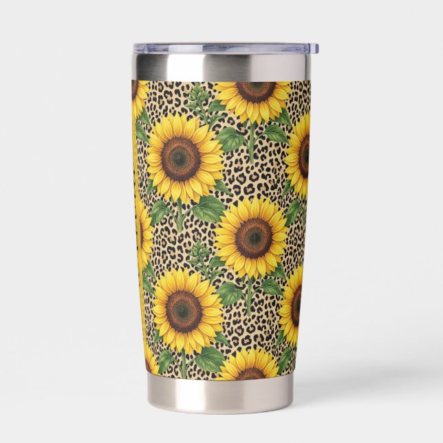 Botella Aislada Personalized Sunflower Leopard 20oz Thermal Cup (Izquierdo)