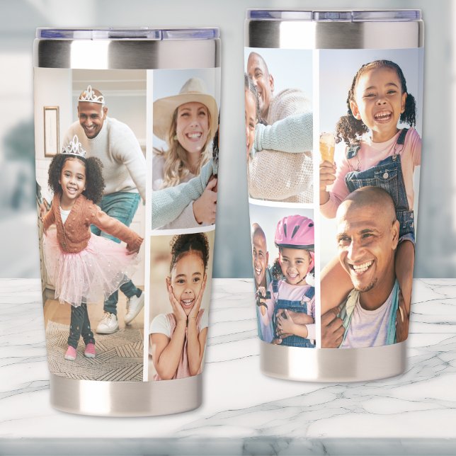 Botella Aislada Photo Collage Simple Elegant Picture (Photo Collage Simple Elegant Picture Insulated Tumbler)