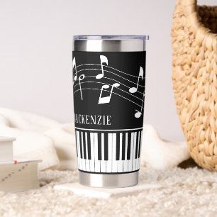 Botella Aislada Piano Music Notes Script Name Black White Personal
