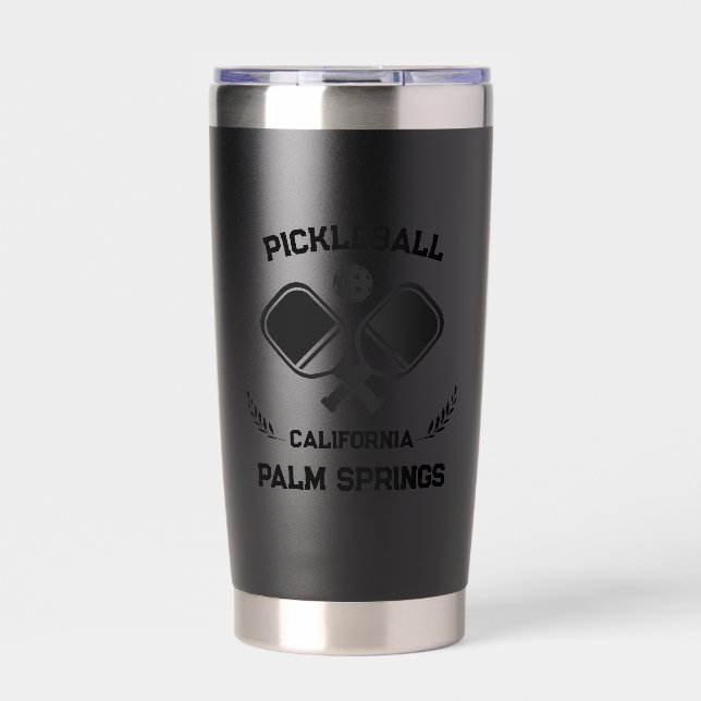 Botella Aislada Pickleball Paddle Palm Springs Personalizado de Ca (Frente)