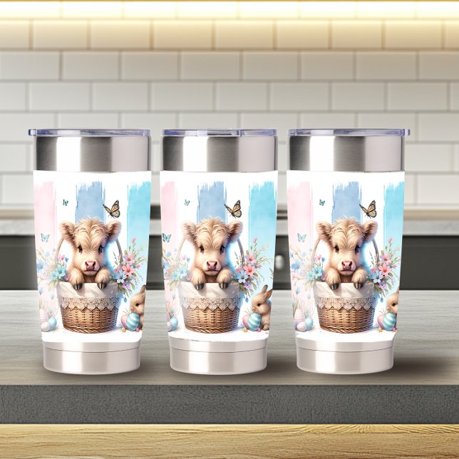 Botella Aislada Pincel de juego Vaca Highland de Pascua 20oz (Subido por el creador)