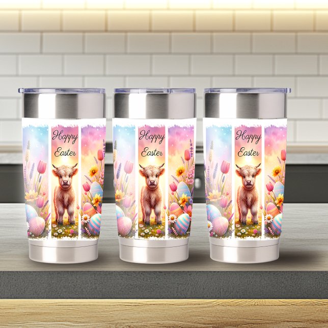 Botella Aislada Pincel de juego Vaca Highland de Pascua 20oz (Subido por el creador)