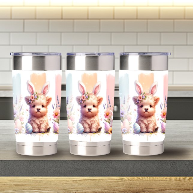 Botella Aislada Pincel de moda Vaca Highland de Pascua 20oz (Subido por el creador)