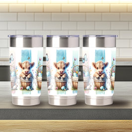 Botella Aislada Pincel vibrante Vaca Highland de Pascua 20oz