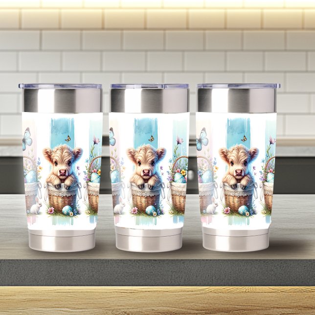 Botella Aislada Pincel vibrante Vaca Highland de Pascua 20oz (Subido por el creador)