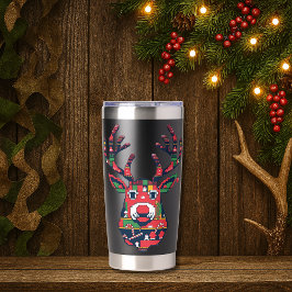 Botella Aislada Pixel Reindeer Ugly Sweater Christmas Tumbler