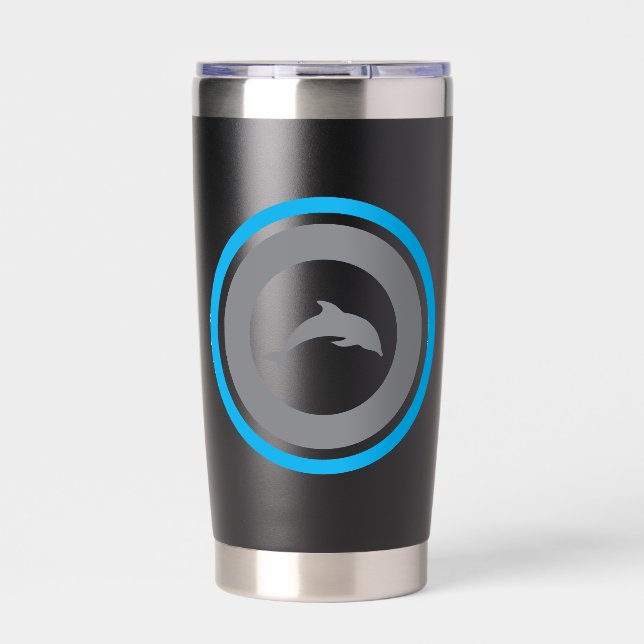 Botella Aislada PJK Black 20oz Thermal Tumbler / dolphin & logo (Frente)