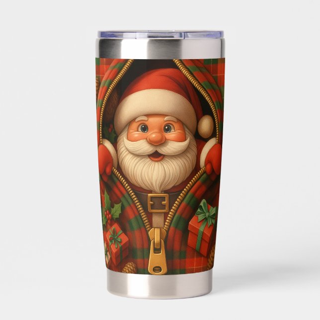 Botella Aislada Plaid Santa Claus Christmas Design  (Frente)