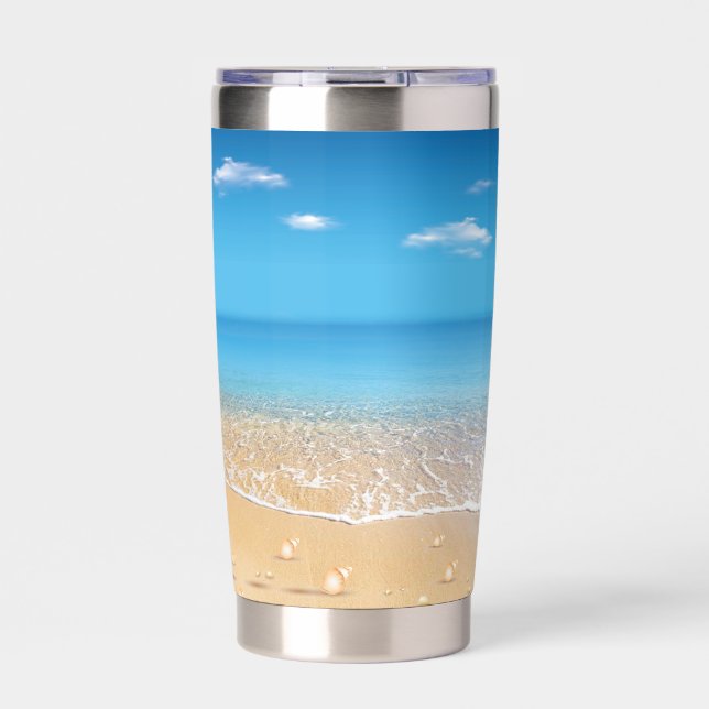 Botella Aislada Playa moderna del océano azul en verano (Frente)