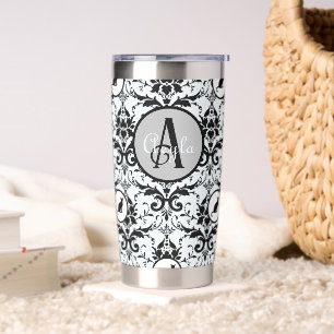 Botella Aislada Puntos de polka personalizados de Damasco de felin