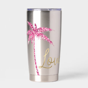 Botella Aislada Purpurina rosa Palm Tree Gold Love