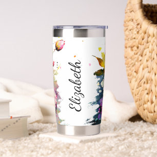 Botella Aislada Ramo de acuarela personalizado